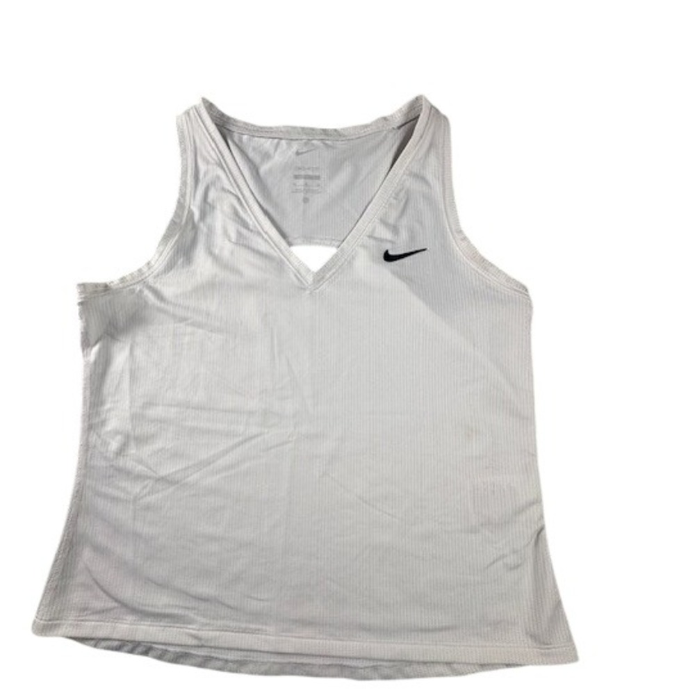 Nike Tank Top Womens Medium White Court Victory Dri-FIT Tennis  V-Neck